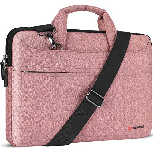 DOMISO 14 Pouces Imperméable Housse de Protection Ordinateur Portable avec Port de Chargeur USB Externe Sacoche Bandoulière pour HP 14/Lenovo Yoga 520/Ultrabook/Netbook/ASUS,Rose