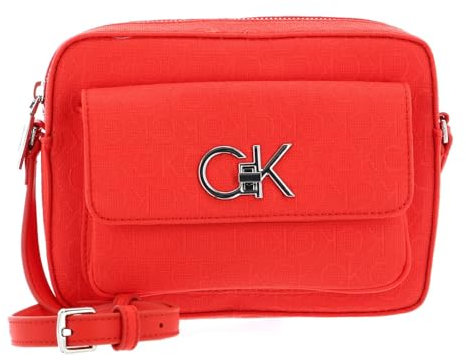 Calvin Klein Re-Lock Camera Bag W/Flap Jacquard Deep Orange