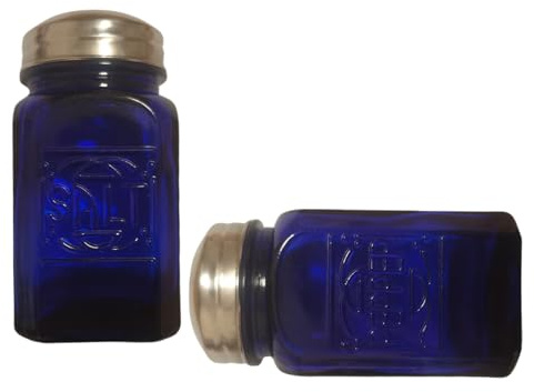Ritadeshop Old-Fashioned Salt and Pepper Shakers Cobalt Blue Glass