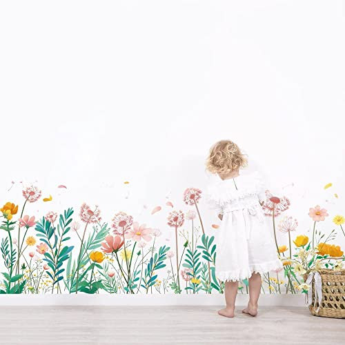 Runtoo Wandtattoo Blumen Boho Wandsticker Wildblumen Aquarell Wandaufkleber Kinderzimmer Babyzimmer Wohnzimmer Schlafzimmer Wanddeko