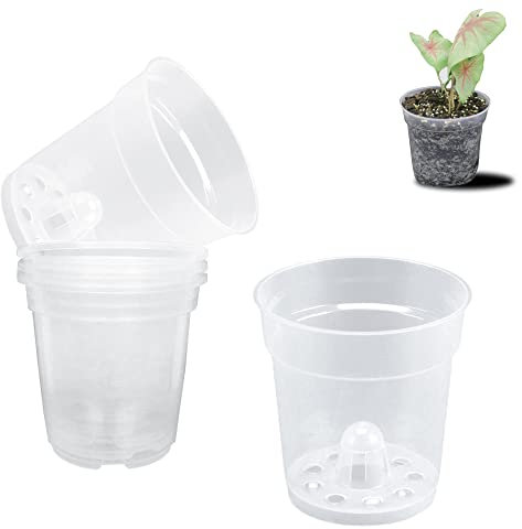 Anyasen Pflanztopf Transparent 6 Stück Orhideerde Topf Transparente Kunststoff Pflanztöpfe Orchidee Pflanztöpfe Blumentopf aus Kunststoff Orchidee Anzuchttöpfe Sämlings Töpfe mit Ablauflöchern