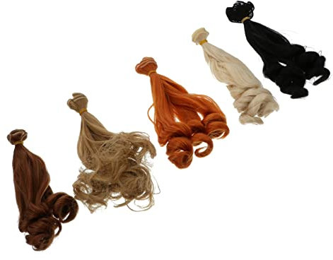 TEHAUX 5st Puppe Perücke DIY Puppenperücke Glatte Puppenhaar Puppe Basteln Haar Puppenherstellungswerkzeug Puppenzubehör Lockige Puppenperücke Langes Hochtemperaturdraht Werkzeuge Machen