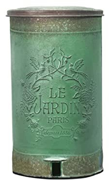 Poubelle rétro en métal, poubelle vintage en fer gaufré avec pédale, poubelle ronde en métal adaptée for la cuisine et le jardin extérieur corbeille à déchets rurale ferme taverne baril de stockage (