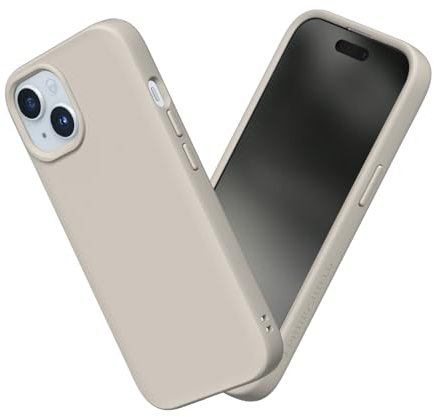RhinoShield Case kompatibel mit [iPhone 15] | SolidSuit - Stoßdämpfende & schlanke Schutzhülle mit Premium Finish - 3.5 Meter Fallschutz - Sandbeige