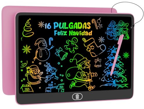 16 Pulgadas Tableta de Escritura LCD, Electight Pizarra Infantil Color con Bloqueo Función, Pizarra Mágica Borrable y Reutilizable, Juguete Educativo para Niñas Niños 2 3 4 5 6 7 Años (Rosa)