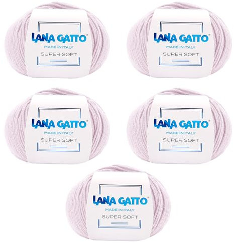 Strickgarn 100% reine Merino-Schurwolle Extra-Fine, line Super Soft von Lana Gatto Made in Italy, hochwertiges Garn zum Häkeln und Handstricken, 250g 625 Meter, (Rosa - 5284, 5)