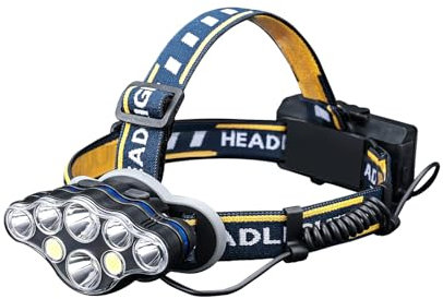 GRIFEMA GD303 Linterna Frontal LED Recargable, 8 Modos Luz 8 LEDs, IPX45 Impermeable y Liviana, para Correr de Noche, Camping, Pesca, Excursión