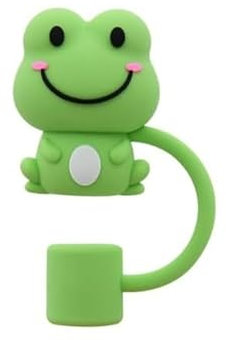 Green Frog Straw Cap, 10mm, Cute Silicone Straw Covers Cap for Stanley Cup, Dust-Proof Drinking Straw Reusable Straw Tips Lids Drinking Straw Dispensers (HD411)