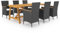 QJBSAVVA 7-TLG Garten-Essgruppe, balkonmöbel fußhocker Sofa Tisch eckbankgruppe Geeignet für Garten Balkon Parks Café Schwarz