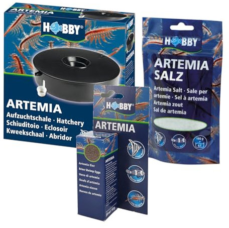 Hobby Set zur Artemia Aufzucht: Aufzuchtschale + 20 ml Eier + 195g Salz
