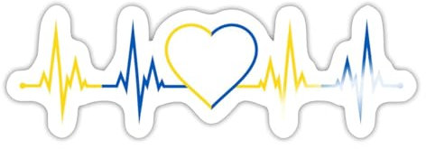 Spreadshirt Stand With Ukraine Peace Frieden Herzschlag EKG Sticker Aufkleber, 10 x 10 cm, Weiß glänzend