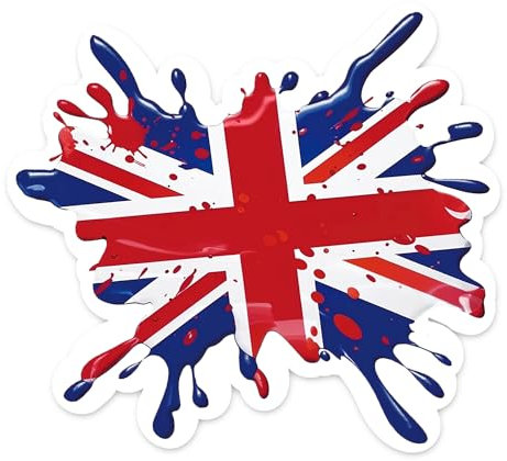 (2 Pack) 3D Effect Union Jack Car Splat - Waterproof Vinyl Sticker - Retro Splash Van Car Bike Decal Flag Decals Laptop Tablet Helmet