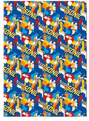Danilo Sonic The Hedgehog Geschenkpapier, 2 Bögen, zwei Etiketten, offiziell lizenziertes Geschenkpapier, recycelbar, 70 x 50 cm, wenn geöffnet, mehrfarbig
