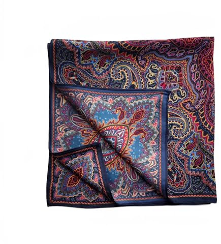 GIMIRO Schal aus imitierter Seide [53 x 53cm] Quadratische Schals Impressionismus-Muster Vintage-Schal für Büroarbeit oder lässigen Bund (88# AK01 Purple Colorful PSL)