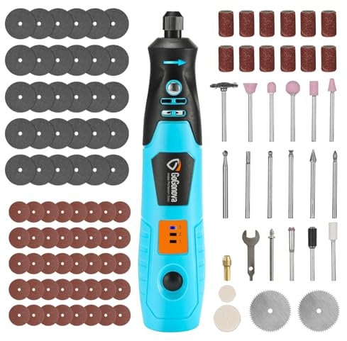 GoGonova Mini utensile multifunzione, batteria 4 V 1,5 Ah, 105 accessori, 3 velocità (5000/12000/18000 giri/min), ricaricabile per levigatura, lucidatura, incisione