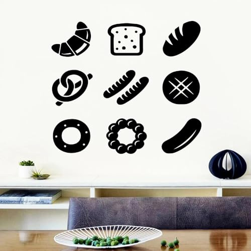 Pan Snack Calcomanía de pared Bakehouse Productos para hornear Postre Cocina Restaurante Comida rápida Decoración del hogar Pegatina de pared Cartel de rosquilla 74x75cm
