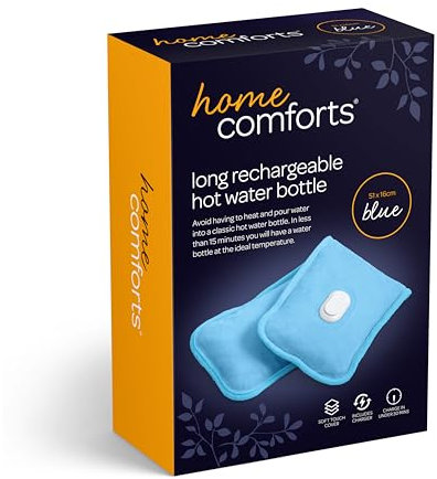 Rechargeable Electric Hot Water Bottle Long, Bed Hand Warmer Massaging Heat Pad Strip Hot Water Bag for Hand, Neck and Shoulder, Back, Legs, Waist, 51x16cm, Blue