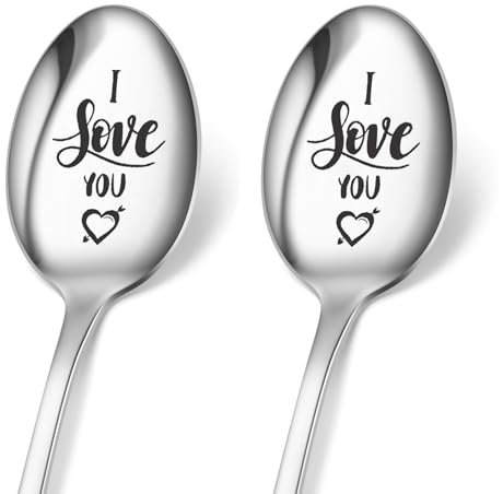 Lot De 2 Cuillères À Café Avec Gravure,Cuillère À Café En Acier Inoxydable,Cuillères Gravées,Pour Cadeaux De Noël, De Thanksgiving Et D'anniversaire