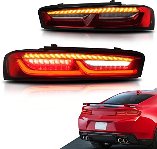 VLAND Rückleuchten kompatibel für Camaro LS, LT, RS, SS, ZL1 2016-2018, passend für US-Modell [mit Rückfahrlichtfunktion], Kein E-Prüfzeichen, 1 Satz - Rot