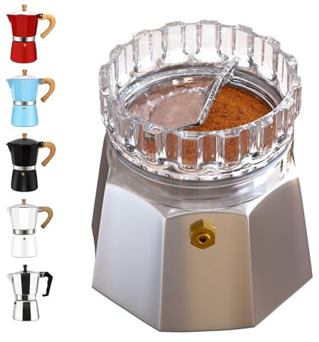 DITOSH Moka Pot Dosing Funnel Transparent Mocha Dispenser Precise Volume Control Perfect Extraction Ratio for 6 Cup Aluminum Espresso Stovetop Coffeemaker-L72mm