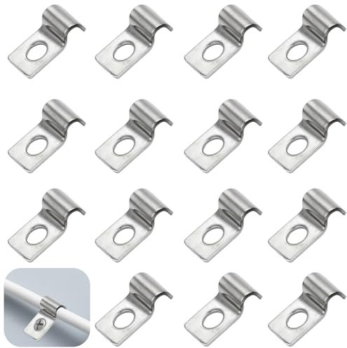 TenaLucy 50 Pièces Attache de Fixation pour Tube en U,Colliers de Serrage Collier de Serrage Inox Clips Cable Monotrou Collier de Fixation,pour La Fixation de Câbles,Tuyaux,Grillage Rigide(4mm)