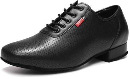 VCIXXVCE Tanzschuhe Herren Schwarz Schnürschuhe Ballsaal Salsa Tango Trainings Tanzschuhe mit Niedriger Absatz 44 EU