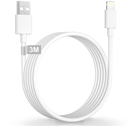 Cable Lightning MFi Certificado 3 Metros - iPhone Carga Rapida USB a Lightning para 14 13 12 11 Pro Max XS XR X 8 7 6 SE, iPad, iPod, AirPod