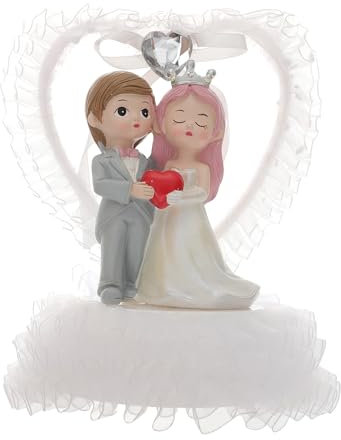 Garneck Ornamenti per La Sposa e Lo Sposo Coppie Matrimonio per Nozze Figurine Decorazione della Statua della Coppia da Tavolo Arredamento di San Sposi Adornano Bianca Stoffa