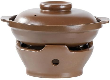 ZGFOZJGC Pentola di Terracotta Fatta a Mano con Coperchio, pentole in Terracotta Naturale Non Smaltata, pentola di Terracotta, casseruola, per Cucinare e servire con Coperchio, 1600 ml