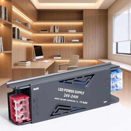 SUCIKORIO Trasformatore 24V 24W 1A, Ultra Sottile Alimentatore LED Driver AC 220V a DC 24 Volt Trasformatori Adattatore LED a Tensione Costante Senza Sfarfallio per Striscia LEDs, Faretti LEDs