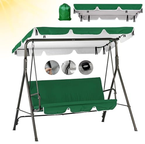 Hollywoodschaukel Dachbezug, Ersatzdach Hollywoodschaukel 210 x 145, 420D Oxford Dach Hollywoodschaukel 3 sitzer, Universaldach Hollywoodschaukel Grün Wasserdicht, Sonnendach für Hollywoodschaukel