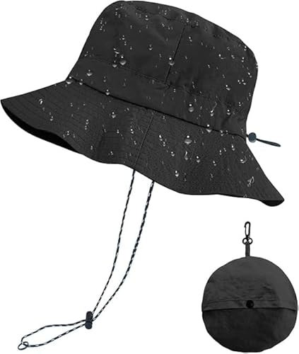 DIELIANHUA Sommer Fischerhut, Faltbarer Fischerhut, Sommer Fischerhuts Damen, Bergsteiger Hut, Aufhängen Schnelltrocknend und Wasserdicht, Unisex Sommers Outdoor Angeln Schwarz