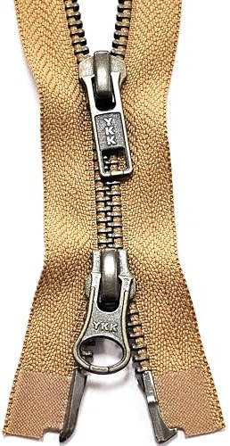 Reißverschluss 2-Wege teilbar Metall 6mm brüniert 70cm gold-braun