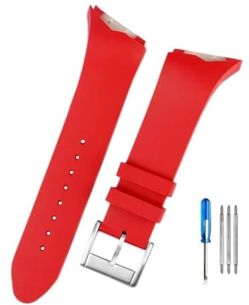 WUWMTUTCK Passend for Hamilton Adventure Elvis Presley Black Man H24655331 H24615331series Oblique Interface Gummi-Uhrenarmbänder 25 mm(Red-steel)