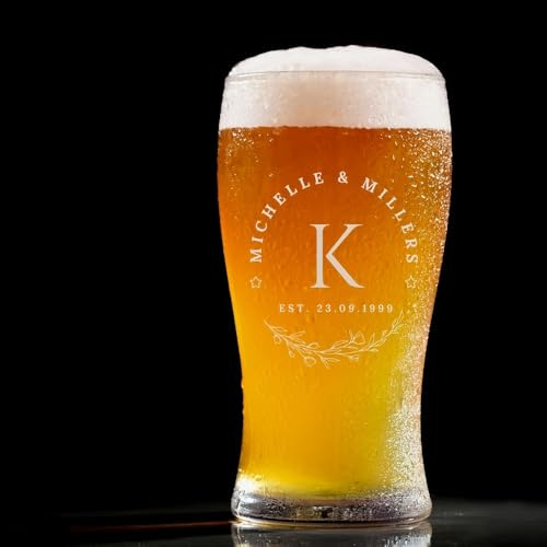 HDLOVE Verre À Bière Personnalisé, Verre Gravé Personnalisé Avec Nom Et Date Verre À Bière Avec Votre Logo Ou Texte Pour Un Usage Quotidien Cadeaux Pour Les Amateurs D'alcool
