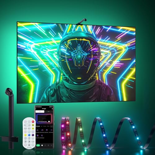 MIWATT TV LED Backlight with AR Sensor,6M RGB Strip Lights for 70-85 inch PC, TV & Monitor, Smart TV Lights Behind that Sync with Screen, Compatible with App Music Sync, for Gaming Room