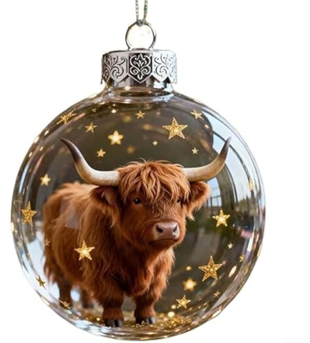 Aufwendig handgefertigte Wildlife Wonders 3D-Glasornament mit lebendigem Tier-Design und funkelndem Finish, elegante Urlaubsdekoration und saisonale Tafelaufsätze (Kuh)