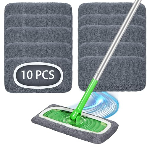 10 unidades de paños de suelo secos para Swiffer Mopa húmeda, lavable, paños húmedos de microfibra para Swiffer mojado/seco, limpieza rápida de manchas de suelo (sin mopa)