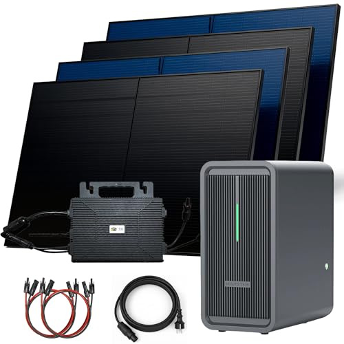 SUNNIVA® 2000W Balkonkraftwerk mit 2,24 kWh Speicher MARSTEK B2500-D, BIFAZIAL FULLBLACK komplett Steckdose, PV Solaranlage Komplettset mit Astro-E 800W, 4x 500W N-Type Glas Bifacial Module