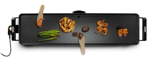 Bourgini Multi Plate XXL – Backplatte – Grillgerät – 90 x 24 cm – Teppanyaki – Antihaftbeschichtung – Schwarz