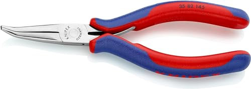 KNIPEX Elektronik-Greifzange mit durchgestecktem Gelenk mit Mehrkomponenten-Hüllen 145 mm, 35 82 145