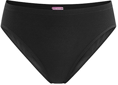 Living Crafts - Josefine | Tanga-Slip - Hochqualität, Komfortabel, Bio-Baumwolle, ohne Seitennähte, elastisches Band (44/46, Black)