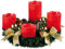 Britesta Adventskranz LED Lichter: Adventskranz mit roten LED-Kerzen, goldfarben geschmückt (mit Beleuchtung, Weihnachtskranz mit Lichter, elektrischen)