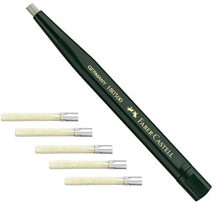 Faber-Castell 180300 - Drehstift mit Glasradierer, Schaftfarbe: grün + 5 Ersatzminen 180600