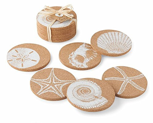 Sea Shell Printed Cork Coasters - Set of 6