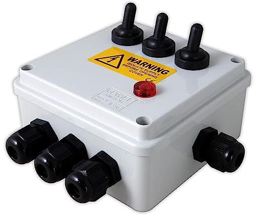 Aquacadabra 3-Way Garden Switch Box Weatherproof for Outdoor Pond Garden Electrics with Neon Indicator: Control Pond Pumps, Lights and Filters Safely