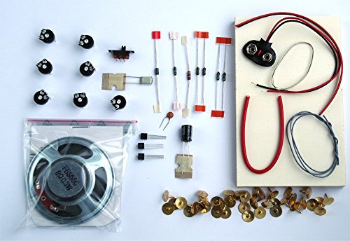 REC electronic Miniorgel Bausatz mit Lautsprecher auf Holzbrett