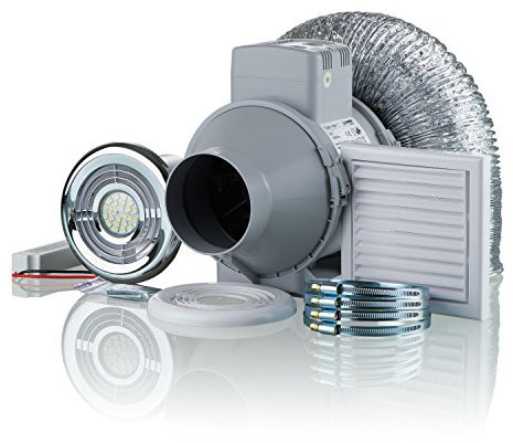 Blauberg UK 5060407916545, Turbo Fan Kit with Timer & Led Light
