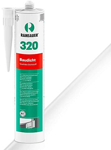 RAMSAUER 320 Baudicht (Weiß) - 310ml Kartusche, hoch elastisch, Abdichtung von Fugen an Fassaden, Dehnungs- & Stoßfugen Fertigbetonbau, Anschlussfugen Fenster-& Türrahmen, Innen- & Außenbereich