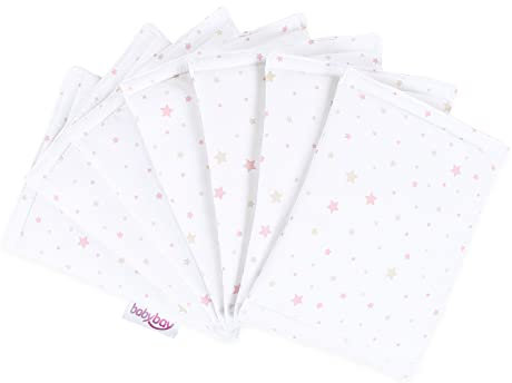babybay babynest Ultrafresh Piqué passend für Modell Maxi, Boxspring, Midi und Comfort Plus, starsmix berry, Klettverschluss, weiß Sternemix sand/beere
